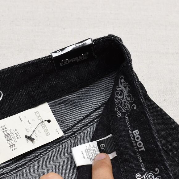 NEW Express Women Jeans Cotton Blue Size 6R Stella Bootcut Denim Zip Solid - Picture 7 of 8